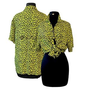 Petals and Peacocks • Neon Cheetah Button Down